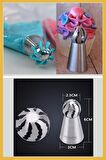 Paslanmaz Çelik Krema Sıkma Torbası Ucu ( Russian Ball Piping Tips) 1 Adet + 4 Adet Sıkma Torbası