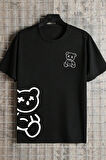 Unisex Draw Bear Baskılı Tasarım Tshirt