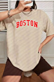 Unisex Boston Baskılı Tasarım T-shirt