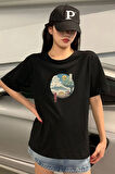 Unisex Neighbor s Ukiyo E Baskılı Kısa Kol T-shirt