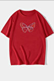 Unisex Butterfly Baskılı Kısa Kol T-shirt