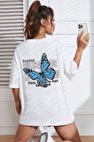 Unisex Kelebek Baskılı Tasarım Tshirt