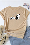 Unisex Uykucu Panda Baskılı Tasarım Tshirt