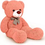  Yeni Yıla Özel : Elinde Baskılı Kalbi Ve Noel Şapkalı 90 cm Papyonlu Peluş Ayıcık - Yeni Yıl Temalı 