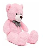  Yeni Yıla Özel : Elinde Baskılı Kalbi Ve Noel Şapkalı 90 cm Papyonlu Peluş Ayıcık - Yeni Yıl Temalı 