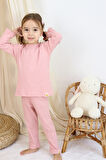 Basic Fitilli İnterlok Kumaş %100 Pamuk 1-5 Yaş Vizon Bebek Pijama Takımı