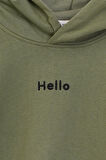 Kapüşonlu Hello Nakış Baskılı Basic Haki Çocuk Eşofman Takımı