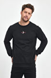 Siyah-Gri Erkek Supermagic Göğüs Baskılı Basic 2'li Sweatshirt