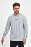 Siyah-Gri Erkek Supermagic Göğüs Baskılı Basic 2'li Sweatshirt