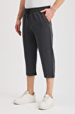 Erkek Yanları Cepli Antrasit Bermuda Diz Altı Kapri Beli Ayarlanabilir Lastikli Uzun Şort CMRE108