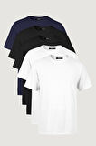 Erkek Çok Renkli T- Shirt Regular Fit Rahat Kesim Bisiklet Yaka 5'li Basic Tişört Paketi