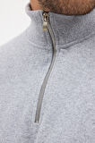 Erkek Gri Standart Fit Normal Kesim Pamuklu Yarım Fermuarlı Dik Yaka Pamuklu Sweatshirt
