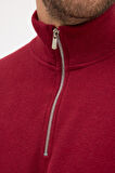 Erkek Bordo Standart Fit Normal Kesim Pamuklu Yarım Fermuarlı Dik Yaka Pamuklu Sweatshirt