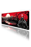 Japon Samuray Oyun Gaming Klavye Mouse Pad Kaymaz Taban Kenarları Dikişli Su Geçirmez Masa Matı 70x30 cm
