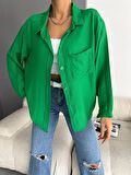 Kadın Düşük Omuz Tek Cepli Oversize Gömlek