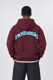Erkek notbasic Baskılı Oversize Hoodie Bordo