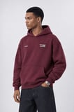 Erkek notbasic Baskılı Oversize Hoodie Bordo