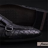 Fosco Siyah Erkek Hakiki Deri Kemerli Klasik Ayakkabı