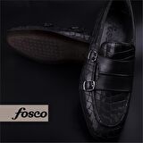 Fosco Siyah Erkek Hakiki Deri Kemerli Klasik Ayakkabı