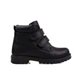 Slayka Siyah Erkek Çocuk Hakiki Deri Cırtlı Bot