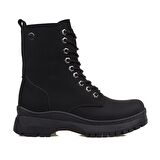 M2S Siyah Kadın Mat Suni Bağcıklı Postal Bot