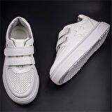 M2S Beyaz Kalın Taban Cırtlı Çocuk Sneaker