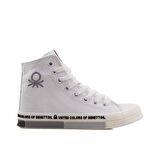 Benetton Gri Beyaz Uzun Kadın Keten Spor Ayakkabı BN 70021