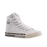 Benetton Gri Beyaz Uzun Kadın Keten Spor Ayakkabı BN 70021