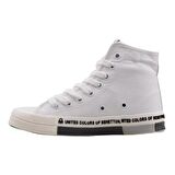 Benetton Gri Beyaz Uzun Kadın Keten Spor Ayakkabı BN 70021