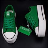 Benetton Yeşil Kalın Taban Kadın Keten Spor Ayakkabı BN 30935