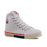 Benetton Kırmızı Beyaz Uzun Kadın Keten Spor Ayakkabı BN 70021