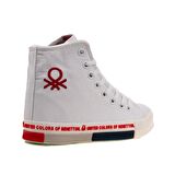 Benetton Kırmızı Beyaz Uzun Kadın Keten Spor Ayakkabı BN 70021