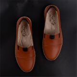 M2S Taba Taba Lastikli Yumuşak Hakiki Deri Kadın Ayakkabı