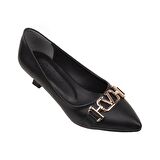 M2S Siyah Fındık Topuk Kadın Klasik Ayakkabı