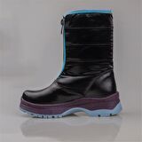 Trend Adımlar Siyah Fermuarlı Kız Çocuk Kar Botu