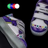 Trend Adımlar Lila Cute Monster Işıklı Çocuk Sneaker