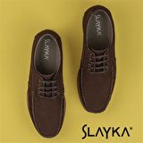 Slayka Kahverengi Hakiki Nubuk Deri Tland Erkek Günlük Ayakkabı