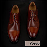 Fosco Taba Hakiki Deri Bağcıklı Lazer Kesim Klasik Ayakkabı