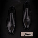 Fosco Siyah Hakiki Deri Bağcıksız Klasik Ayakkabı