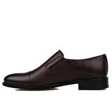 M2S Kahverengi Erkek Hakiki Deri Yuvarlak Burun Klasik Ayakkabı