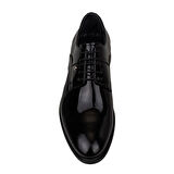 M2S Siyah Rugan Düz Bağcıklı Klasik Ayakkabı