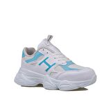 Trend Adımlar Mavi Handa Kadın Bağcıklı Kalın Taban Sneaker