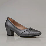 Trend Adımlar Gümüş Kesik Burun Özel Üretim Kadın Klasik Ayakkabı