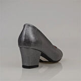 Trend Adımlar Gümüş Kesik Burun Özel Üretim Kadın Klasik Ayakkabı