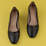 Trend Adımlar Siyah Özel Üretim Kesik Burun Kadın Klasik Ayakkabı