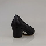 Trend Adımlar Siyah Saten Taşlı Kadın Özel Üretim Klasik Ayakkabı