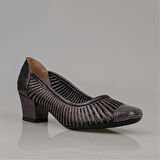 Trend Adımlar Platin Saten Taşlı Kadın Özel Üretim Klasik Ayakkabı