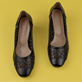 Trend Adımlar Siyah Şeffaf Parlak Kadın Klasik Ayakkabı