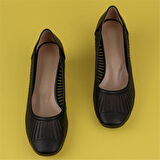 Trend Adımlar Siyah Sade Özel Üretim Kadın Klasik Ayakkabı