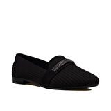 Trend Adımlar Siyah Triko Taş İşlemeli Kadın Babet